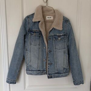 ROLLA'S Light Blue Denim Jacket with Cream Shearling